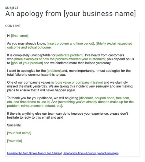 Business Apology Email Example for Customer Service: A Personalized Template