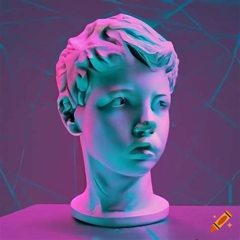 Vaporwave-inspired marble bust of a boy on Craiyon