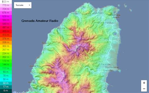 Grenada Caribbean Amateur Radio Society: Grenada Topographic Map