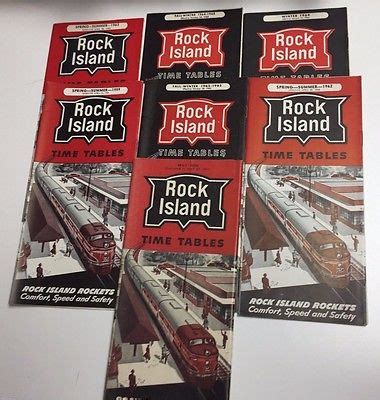 7 PIECE ROCK ISLAND RAILROAD TIMETABLE COLLECTION -- Antique Price Guide Details Page