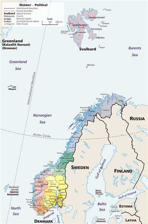 Large detailed political and administrative map of Norway with major ...