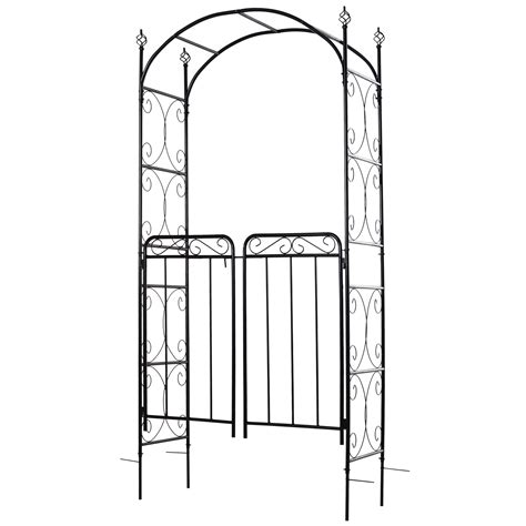 Outsunny Southern/European Style Garden Arbor & Trellis with Beautiful Scrollwork & Arch Design ...