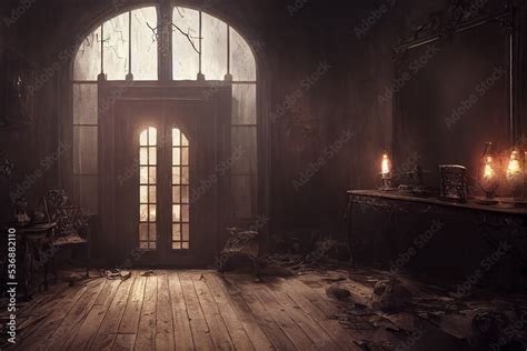 creepy interior of an abandoned building background, concept art ...