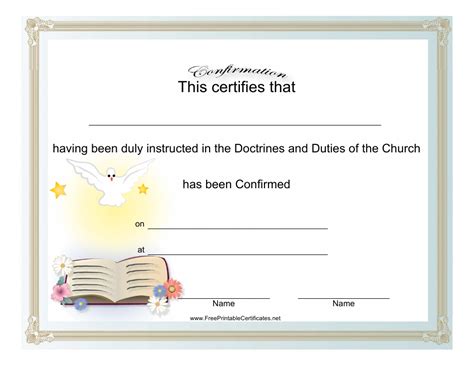 Printable Confirmation Certificate Template