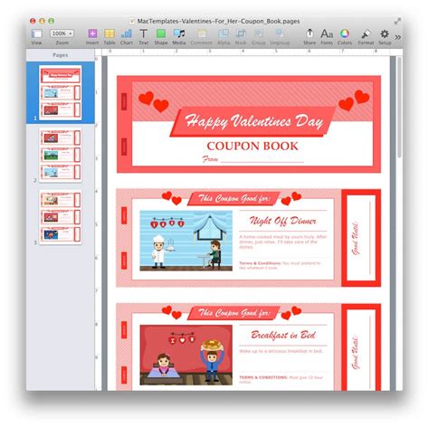 Valentine's Day Coupon Book for Pages & PDF - MacTemplates.com