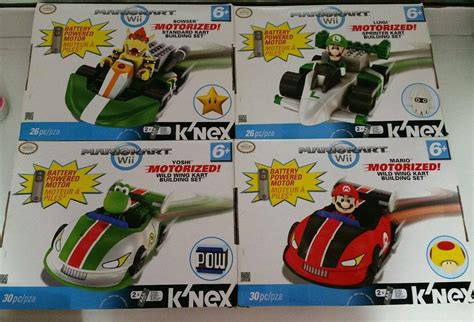 4 Mario Kart WII K'Nex Mario Luigi Bowser Yoshi Motorized Race Car Lot ...