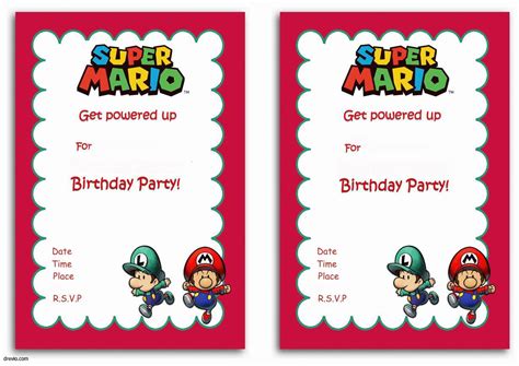 Free Printable Super Mario Bros Invitation Template | Birthday party invitations free, Super ...