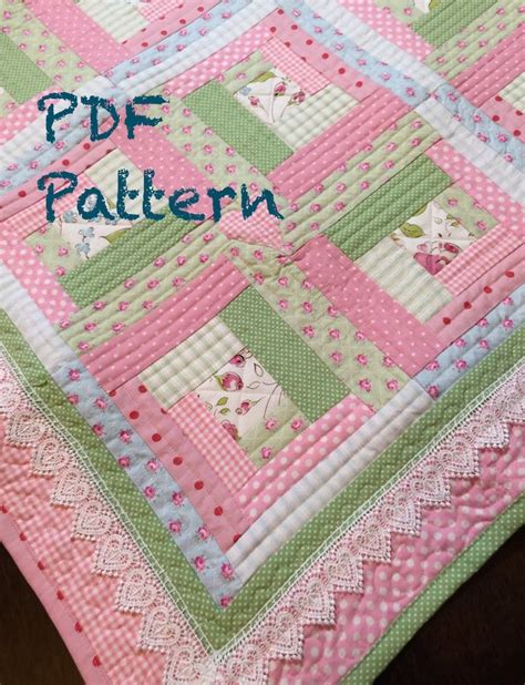 Chic Log Cabin Quilt Pattern Baby Girl Quilt Pattern Modern | Etsy Baby Quilts Easy, Baby ...