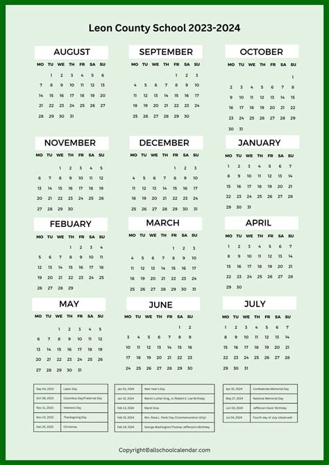 Leon County Schools Calendar And Holiday 2023-2024