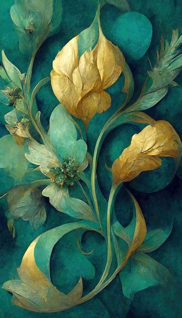 Elegant floral background in art nouveau style retro decorative flower design 3d illustration ...