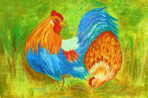 Rooster And Hen Painting by Terrie McCormack - Fine Art America