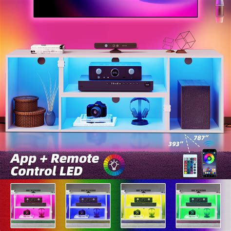 Dextrus LED White TV Stand for 45 - 75 inch TVs, DIY Vertical Entertainment Center, Gaming ...