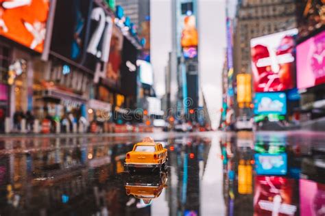 Vintage Old Taxi Model in New York City City Center on the Time Square Editorial Stock Photo ...