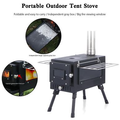 Outdoor Portable Tent Camping Wood Burning Stove with Pipe For Tent Cooking Generic - MotorGenic