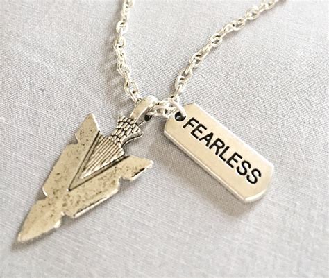 Silver FEARLESS Necklace with Arrowhead