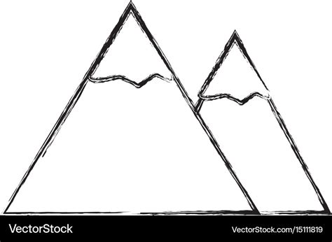 Sketch draw mountain cartoon Royalty Free Vector Image