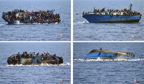 Striking pictures capture moment of migrant shipwreck off Libya ...