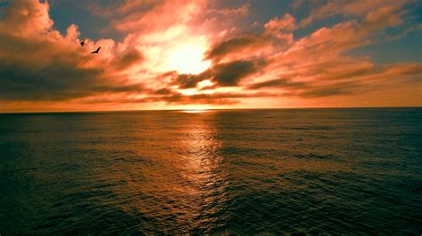 Orange Ocean Sunset Free Stock Photo - Public Domain Pictures