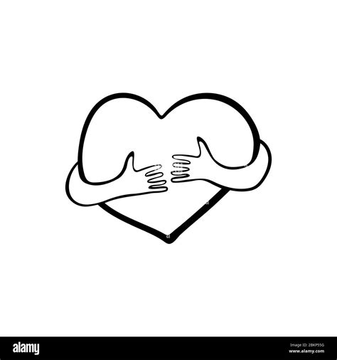 Heart with hugging arms. Love yourself. Hand drawn vector illustration Stock Vector Image & Art ...