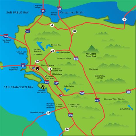 East bay map - East bay california map (California - USA)