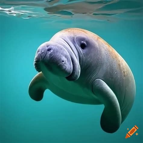 A manatee swimming underwater on Craiyon