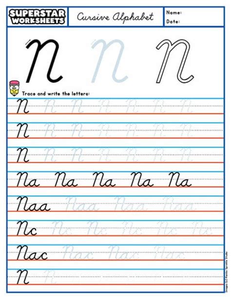 Cursive N - Superstar Worksheets