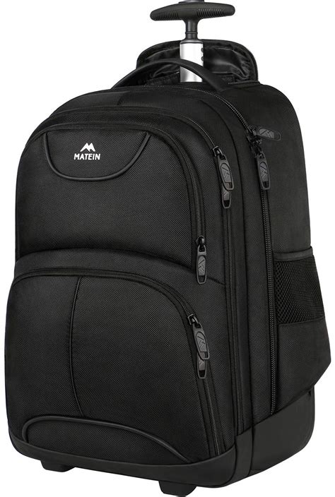 Rolling Backpack, Matein Waterproof College Wheeled Travel Backpack, Black | eBay