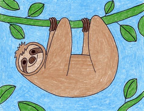 Easy How to Draw a Sloth Tutorial Video and Sloth Coloring Page