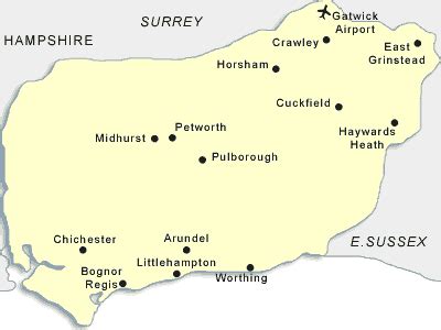 Local Map of Sussex - County Information Guide on British Services