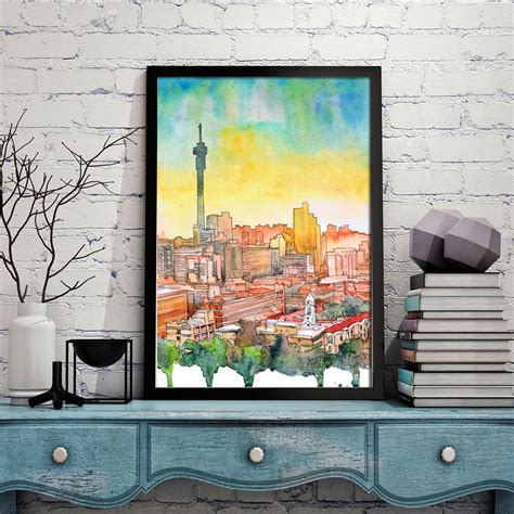 Johannesburg Art South Africa City Skyline Joburg Art Print - Etsy