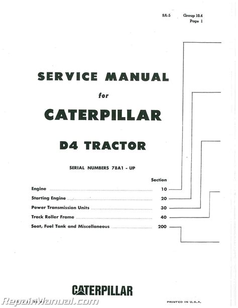 Caterpillar D4 D4D Crawler Service Manual