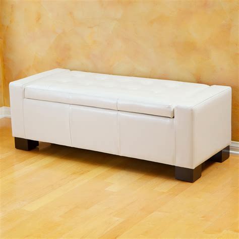 White Leather Storage Ottoman | Home Design Ideas