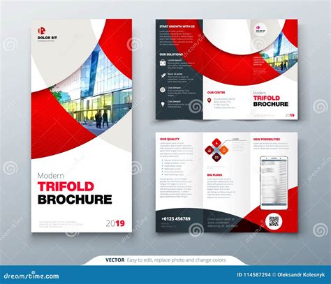 Tri Fold Brochure Design with Circle, Corporate Business Template for Tri Fold Flyer. Layout ...