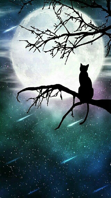 🔥 Download Il Gatto E La Luna Silhouette Art Black Cat Painting by @richardsilva | Black Cat ...