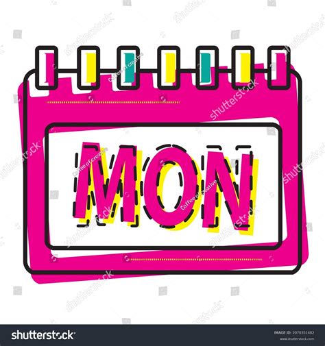 Vector Cartoon Monday Calendar Page Icon Stock Vector (Royalty Free) 2070351482 | Shutterstock