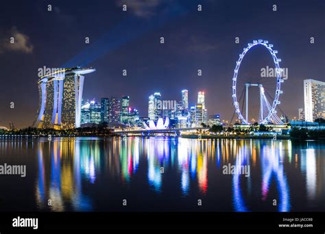 Singapore skyline at night Stock Photo - Alamy