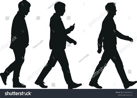 Vector Men Walking Simple Silhouette Stock Vector (Royalty Free ...