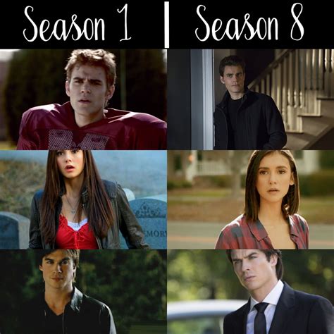 Stefan, Elena & Damon season 1 vs. season 8 | Vampire diaries funny ...