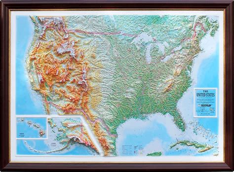 Raised Relief Map of the United States | Relief map, Wall maps ...