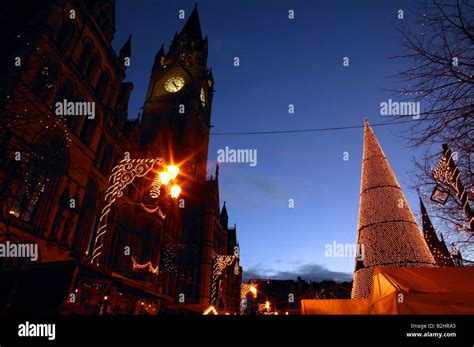 Manchester Town Hall Albert Square Manchester at Christmas Stock Photo ...