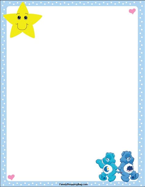 Care Bears #1 | Free printable stationery, Free printable stationery paper, Care bear