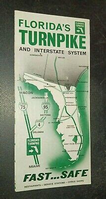 VINTAGE 1960'S FLORIDA'S Turnpike and Interstate System Map FAST SAFE £13.73 - PicClick UK