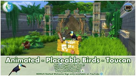 Bakies The Sims 4 Custom Content: Animated - Placeable Birds - Toucan + Slotted Welcome-sign ...