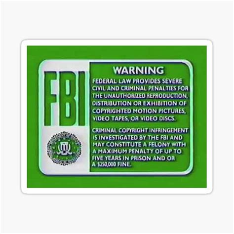 "FBI Piracy Warning" Sticker for Sale by daddylongarms | Redbubble