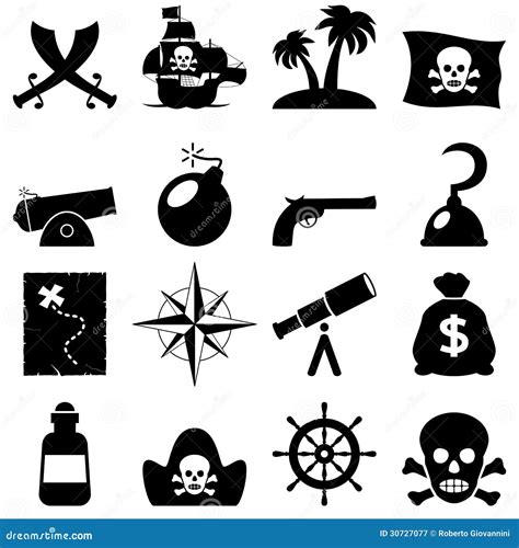 Pirates Black And White Icons Royalty Free Stock Photography - Image ...