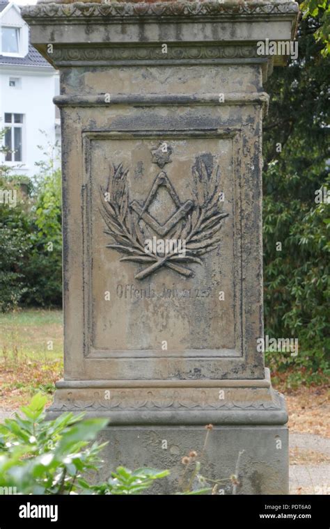 Gravestone with Masonic symbols on the old Protestant cemetery, Velbert ...