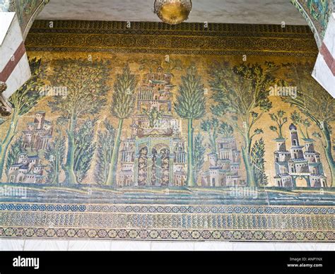 detail of mosaics, West portico, Great Mosque of Damascus Stock Photo ...