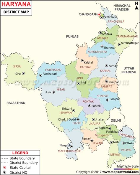 Haryana Map, Districts in Haryana