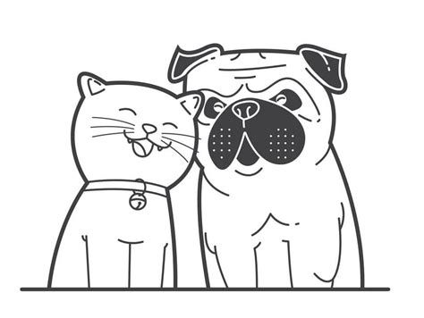Cute Cat and Dog coloring page - Download, Print or Color Online for Free