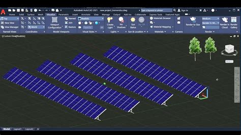 Autocad tutorial - 3D PhotoVoltic solar panel layout #Autocad #3D # ...